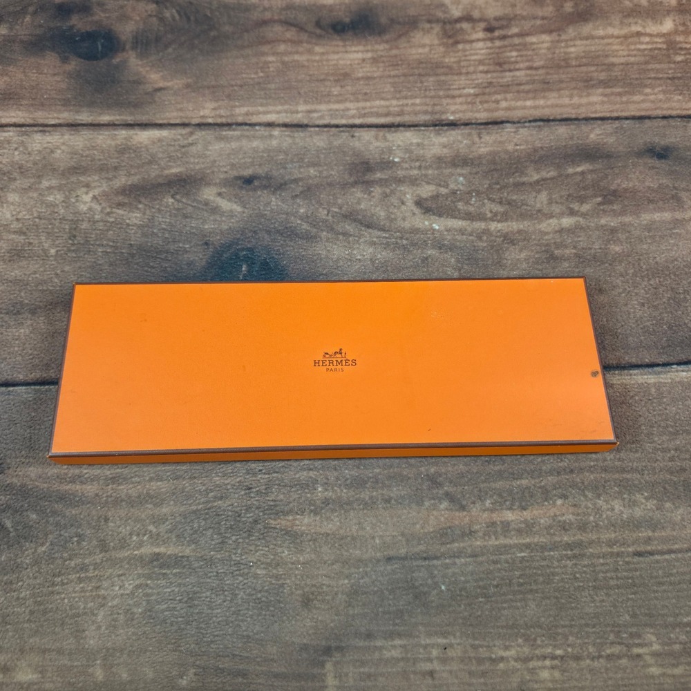 Authentic Hermes Storage Box Mens OS Orange Good Rectangular Logo Scarf Tie Box